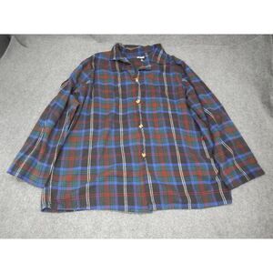 Kingsize Flannel Button-Down‎ Shirt  XL Tall Plaid Cotton Casual Long Sleeve